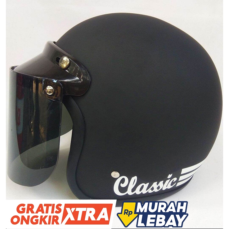 Helm Bogo Classic Hitam Doff Polos SNI Pria/Wanita Helm Termurah