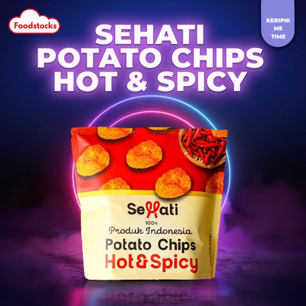 

Sehati Snacks Keripik Kentang Potato Chips Hot And Spicy 80g - Cemilan Gurih Pedas Asin