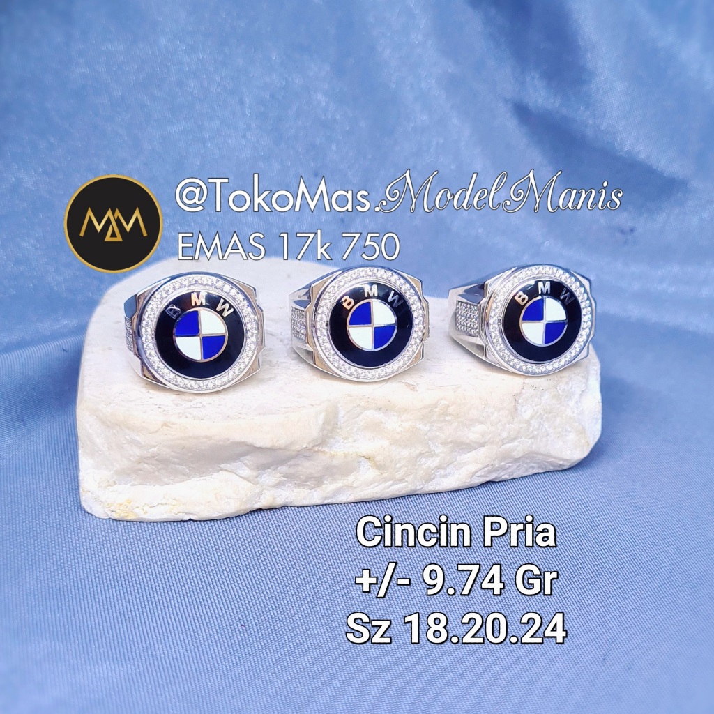 Cincin Pria BMW emas putih 750 kadar 17k