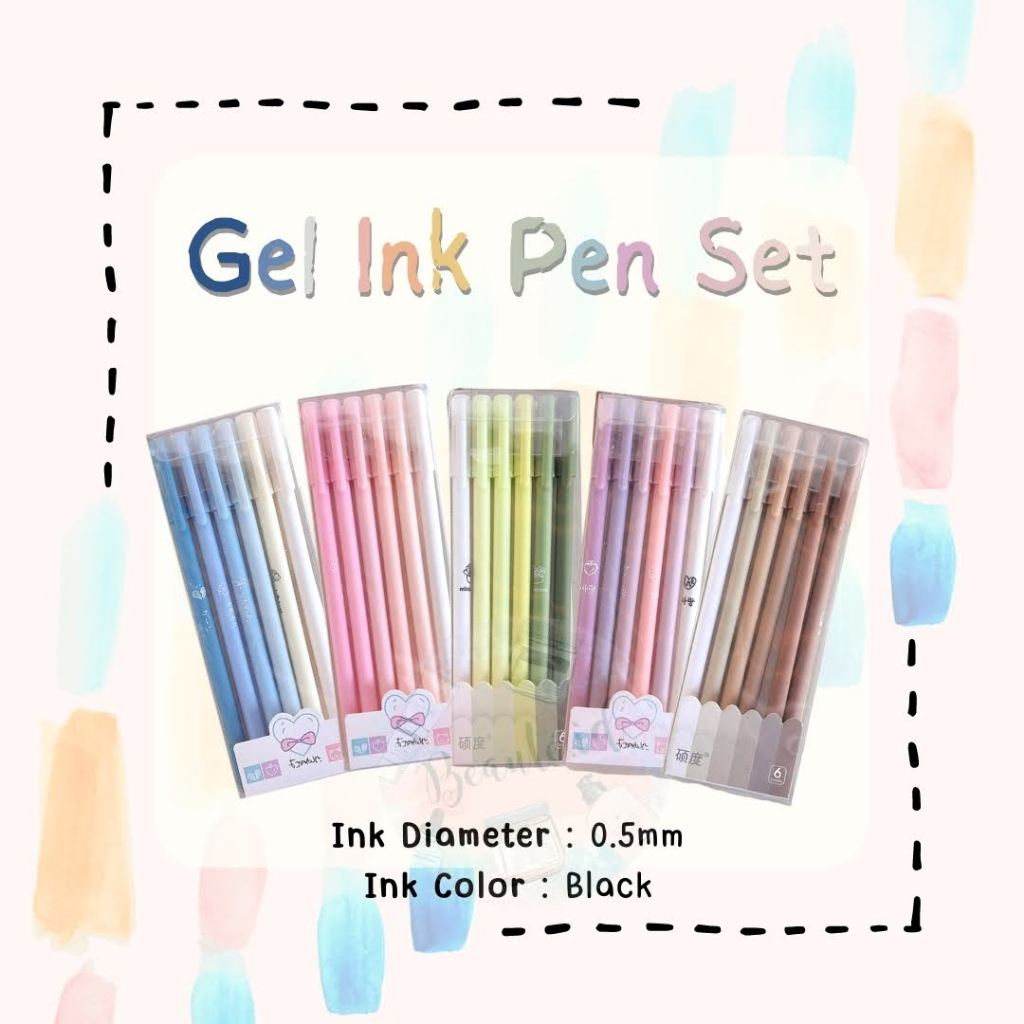 

JWS Pen Pena Pulpen Gel Set Isi 6 Bolpoin Aesthetic Stuff Unik Lucu Untuk Sekolah Belajar Kuliah Kantor Black Ink 0.5 mm 6 PCS Bulpen Model Pelangi