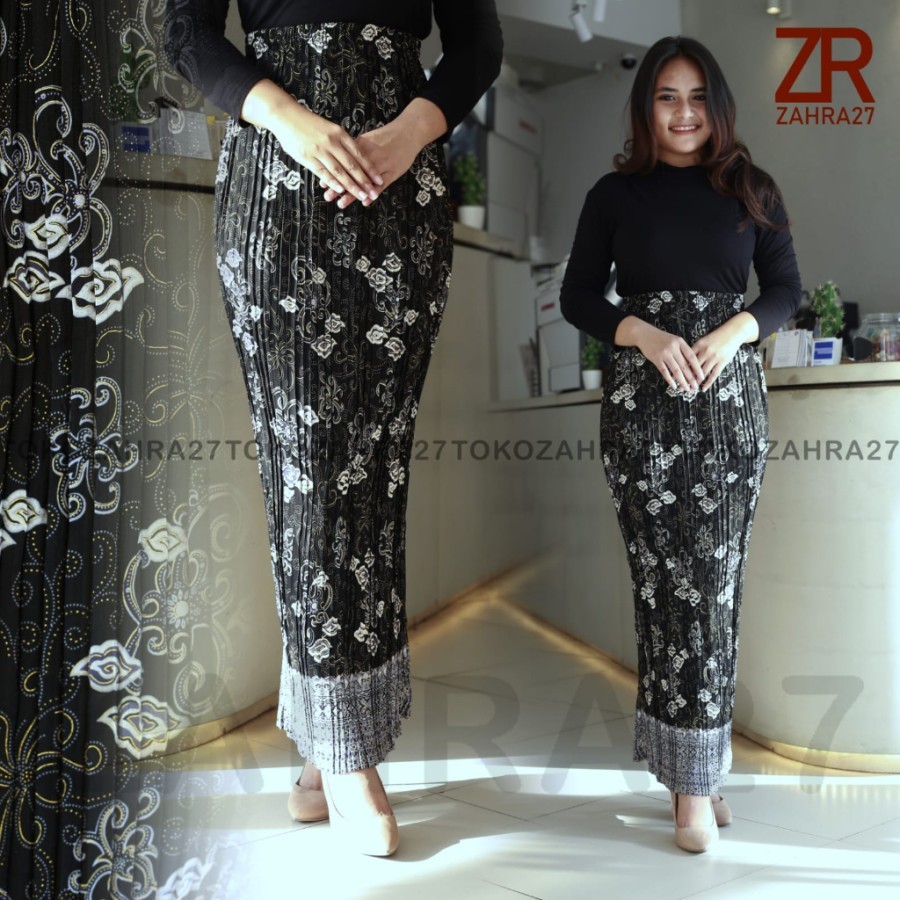 Rok Plisket Bawahan Kebaya Modern Motie Batik - MM silver, All Size