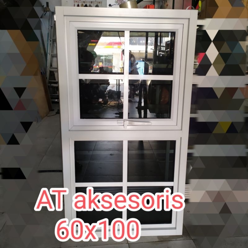 jendela aluminium 60x100 ornamen (atas jendela,bawah kacamati)