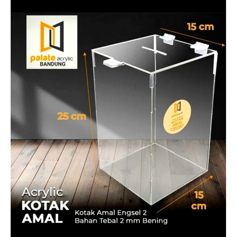 

AKRILIK KOTAK AMAL 15X15X25 CM/ ACRYLIC KOTAK SARAN/ ACRYLIC BOX