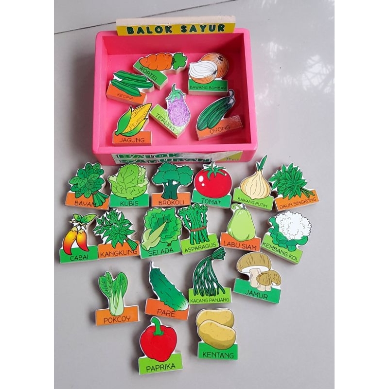 Mainan Sayuran/Peraga Sayur/Balok Sayur/Balok Asesoris Sayur/Mainan Balok Sayur/Mainan Sayur