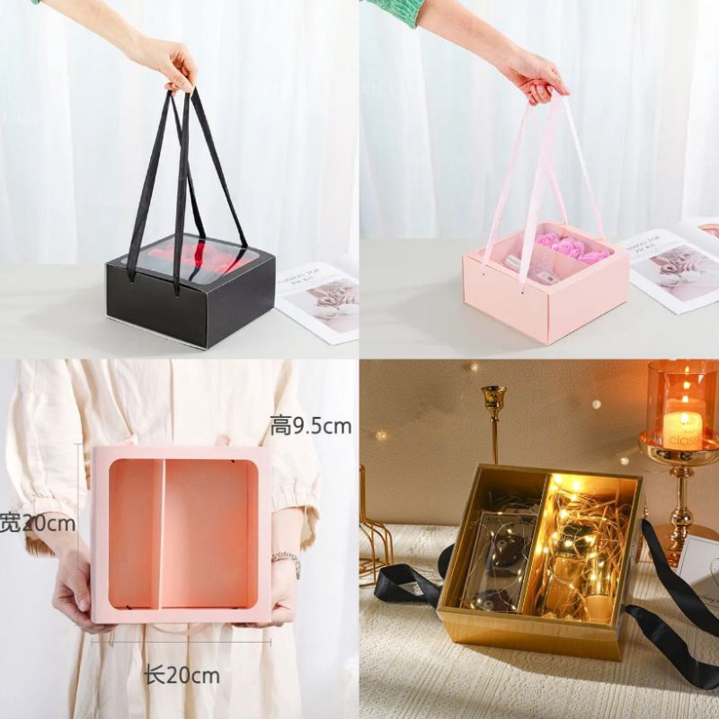 

PREMIUM Hampers Gift box Goodie Bag / Kotak Kado / Box Hampers /Korean Folding Square Flower Box