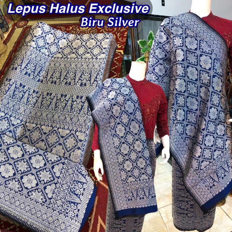 Songket Lepus Halus Exclusive ORI warna Biru Silver  /songket tenun asli palembang /ilham songket pa