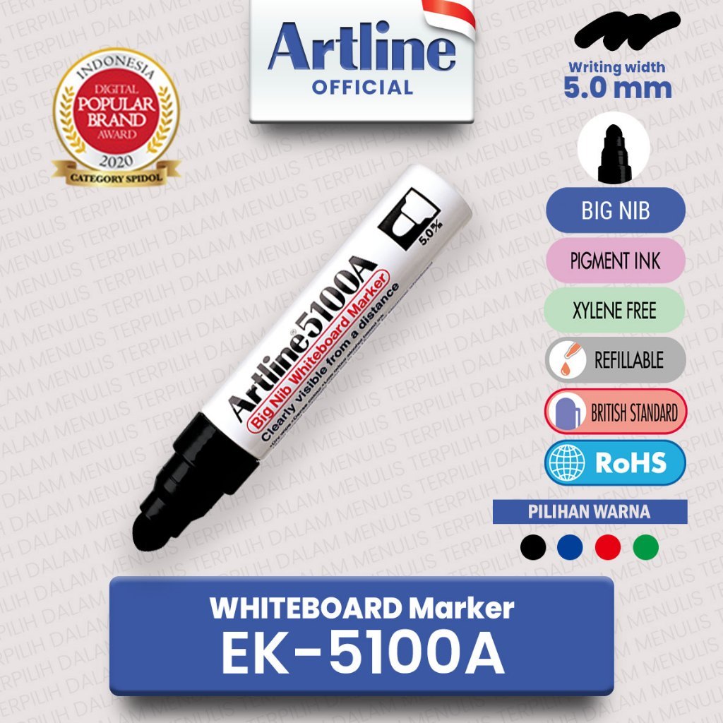 

Artline Spidol Big Nib Whiteboard Marker EK-5100A 5.0mm