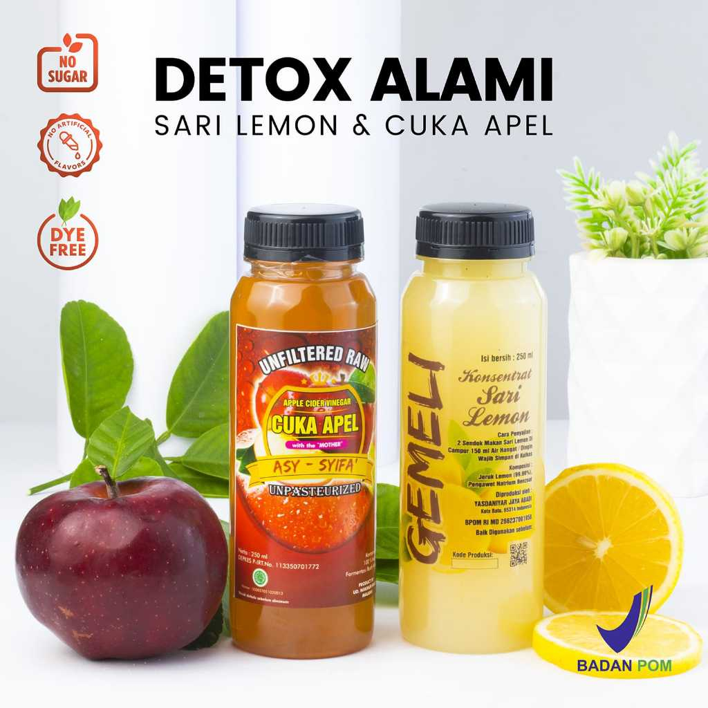 

Promo Diet Sehat – Sari Lemon 250ml & Cuka Apel Murni 250ml - Grade Premium