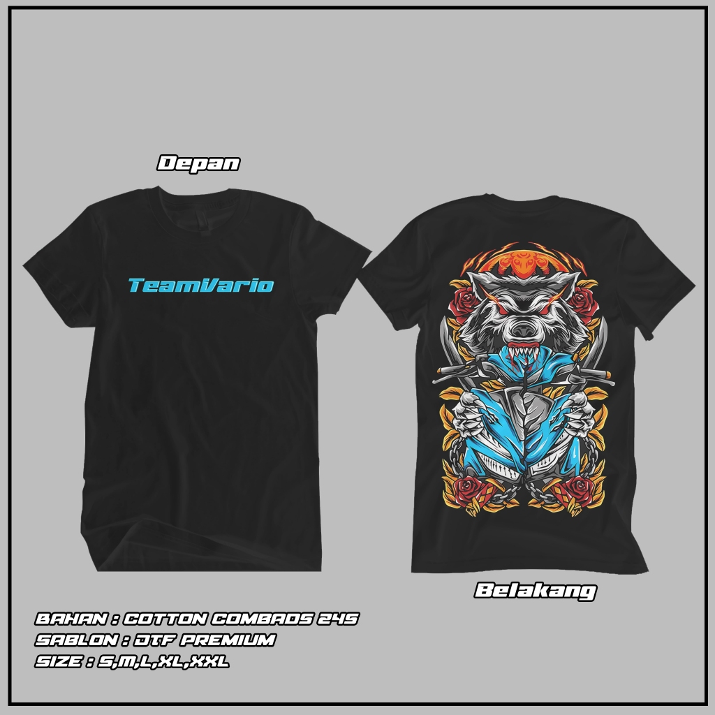 [Bisa COD] Kaos Team Vario Wolf Edition Original Merchandise | Kaos Katun 24s Asli | Baju Kaos Viral