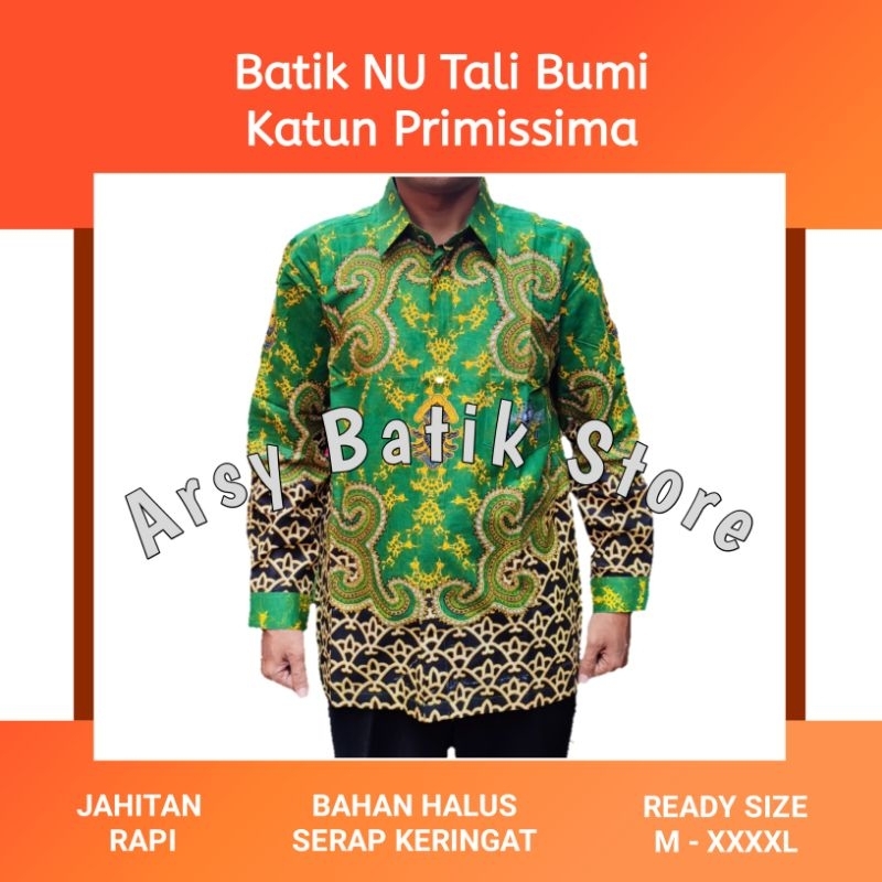 Baju Nu | Kemeja Batik Nu Katun Primissima Motif Tali Bumi | Baju Batik Nu Pria Dewasa Motif Tali Bu