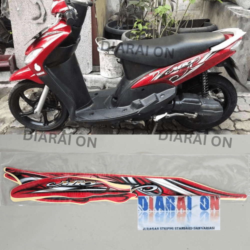 Stiker Striping Yamaha Mio Sporty 2010 - Mio Smile 2010 2011 Merah Murah