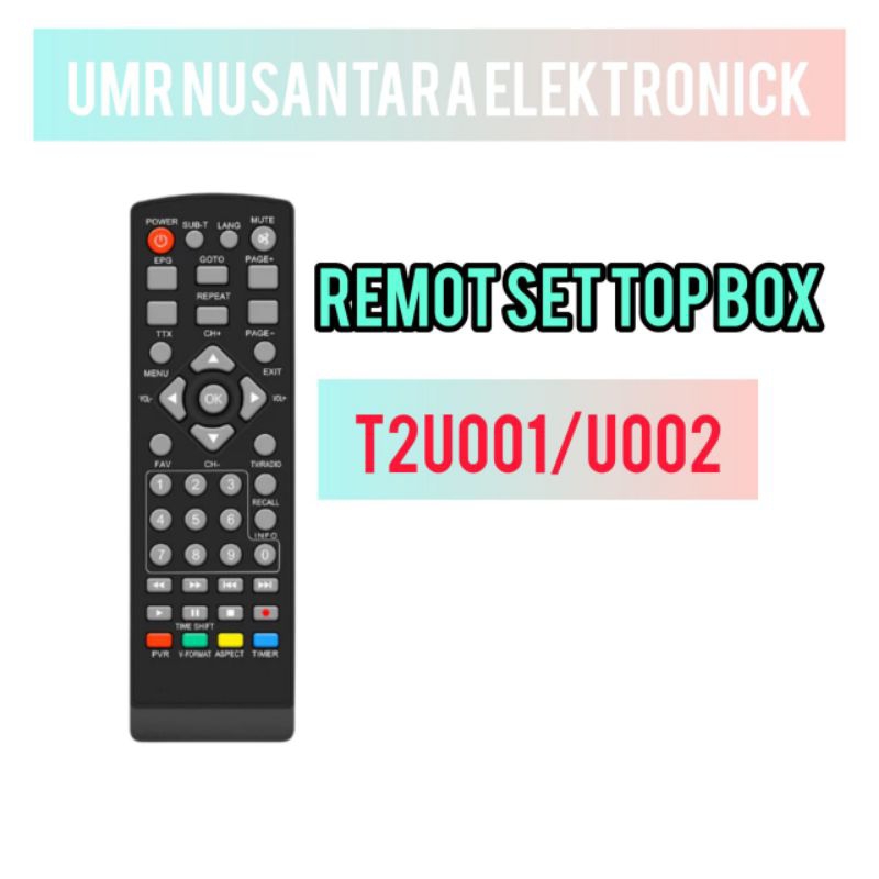 remot set top box T2U001/U002 langsung pakai