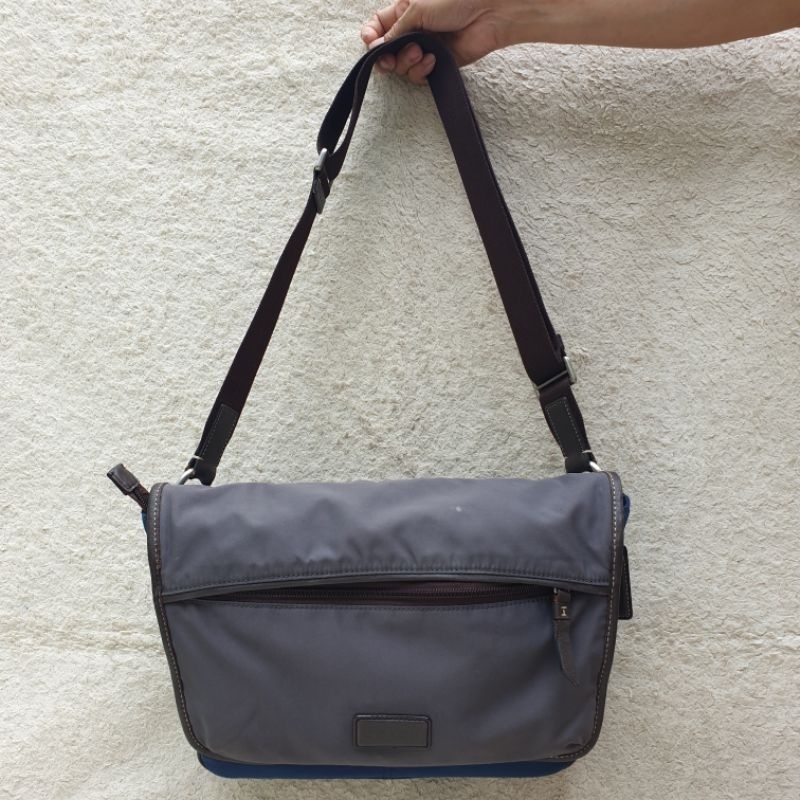 Tas Coach Slingbag Tas Punggung Nylon Mix Kulit Asli Pria Wanita