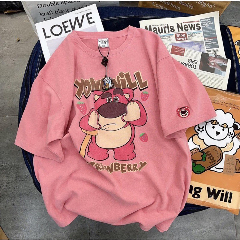 KAOS WANITA OVERSIZE LOTSO T-SHIRT MOTIF LUCU BAHAN TEBAL ADEM