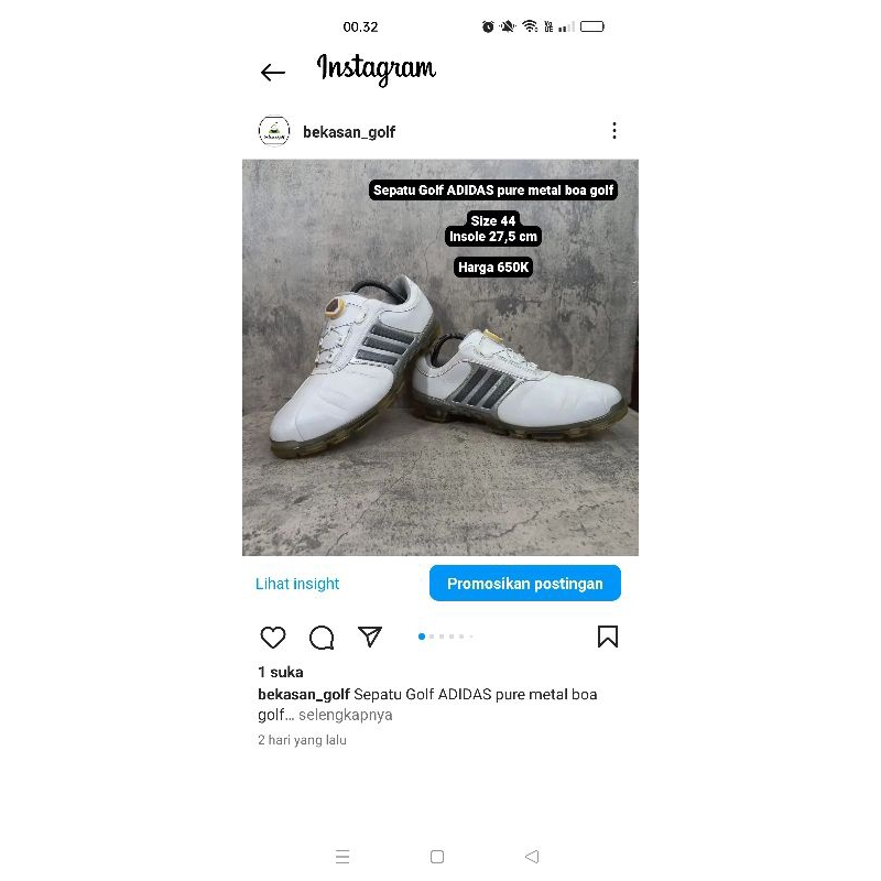 sepatu golf adidas pure metal boa