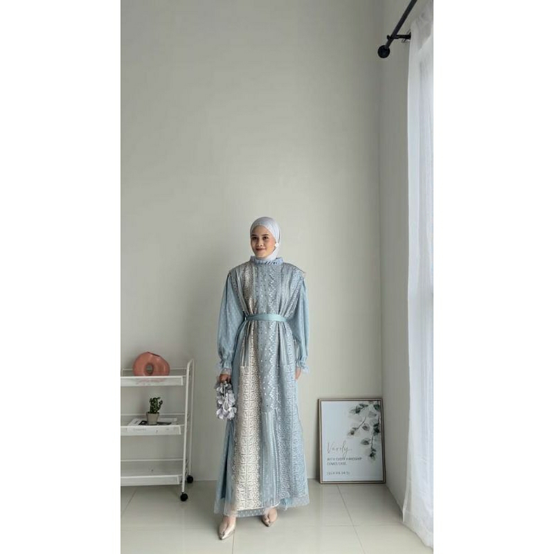 AMEERA DRESS KONDANGAN MEWAH BRUKAT TILE FULL BORDIR PREMIUM GAMIS PESTA BROKAT GAUN WISUDA MUSLIMAH