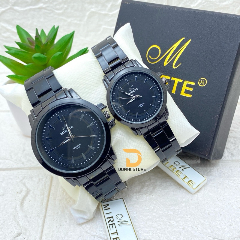 MIRETE Jam Tangan Couple Analog Tipe 9040B Rantai Stainless Water Resistant Free Box Realpict By Dum