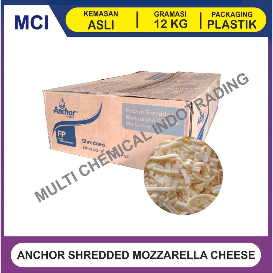 

ANCHOR SHREDDED MOZZARELLA CHEESE KEJU PARUT REPACK - 1 BAG 12 KG