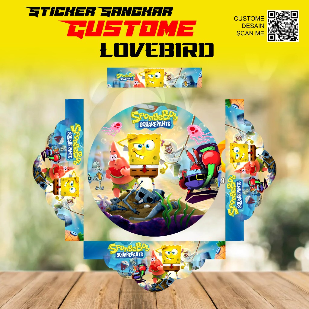 STICKER TEBOK LOVEBIRD MOTIF KARTUN