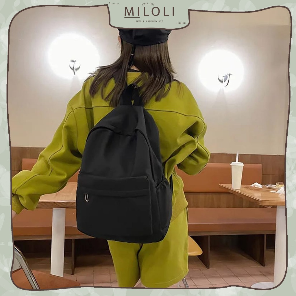 [MILOLI] SALE TAS RANSEL POLOS Backpack Canvas School Tas Sekolah Korean - OT034