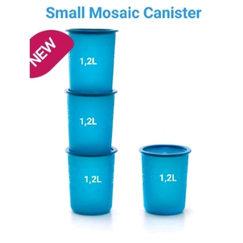 toples small mosaic trio canister tupperware 1,25 liter set ( 4)