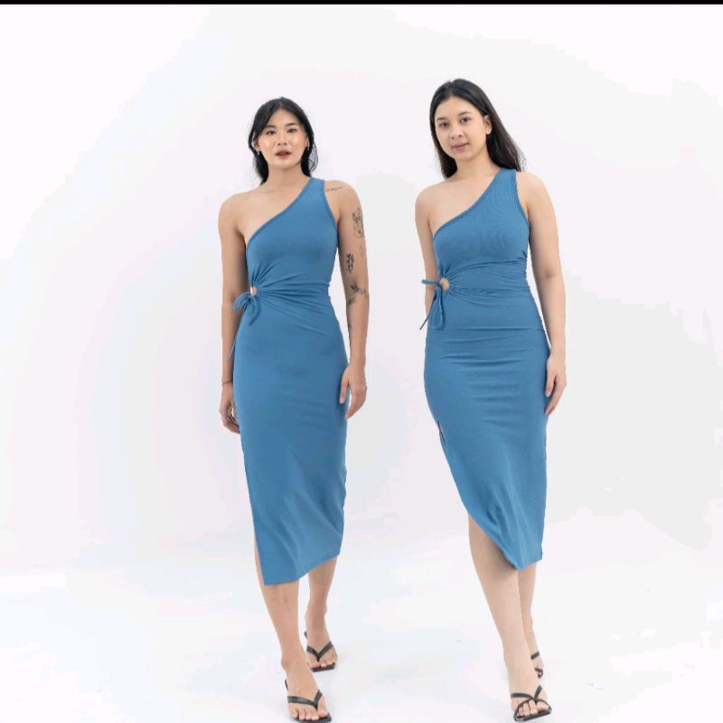 long dress one shoulder sexy wanita jumbo big size premium - dress pantai wanita jumbo - dress fashi