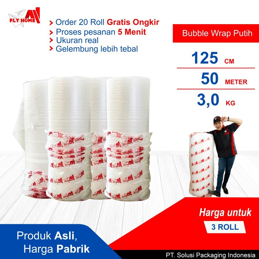 

FLYHOME Bubble wrap putih 3kg 3 roll besar bubblewrap 125x50meter Instan