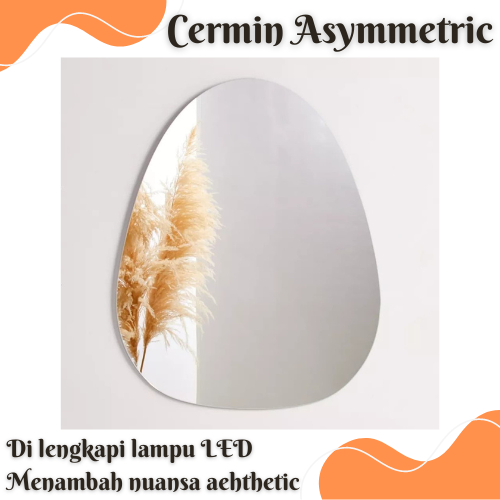 CERMIN DINDING ASYMMETRIC!!! CERMIN DINDING LAPIS PVC DENGAN CAHAYA LAMPU LED / CERMIN DINDING / CER