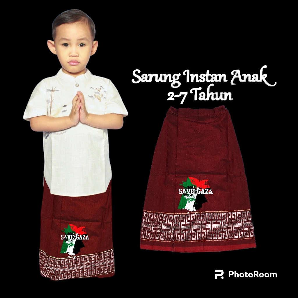 SARUNG ANAK PALESTINA /SARUNG ANAK NGAJI BERKARAKTER BENDERA PALESTINA