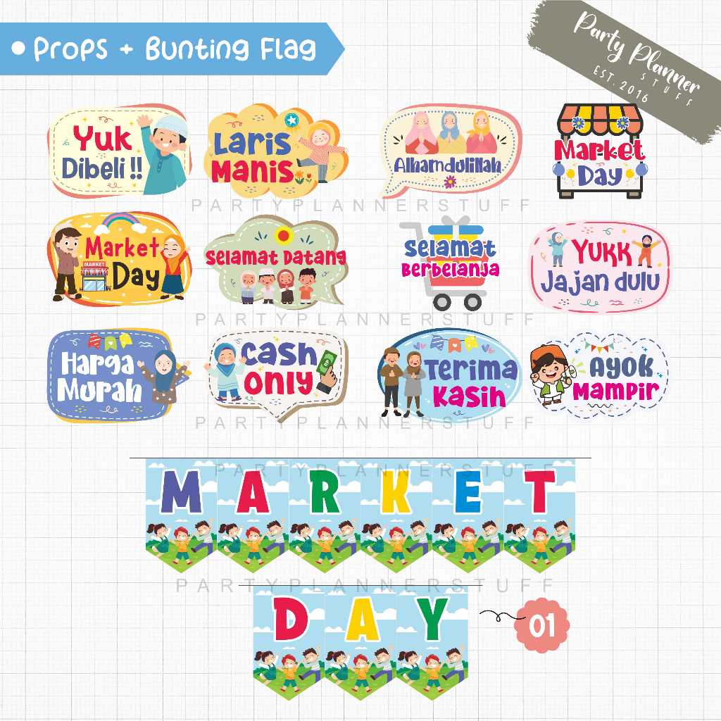 Market day muslim bahasa indonesia / market day fun props / market day photobooth property / dekor m