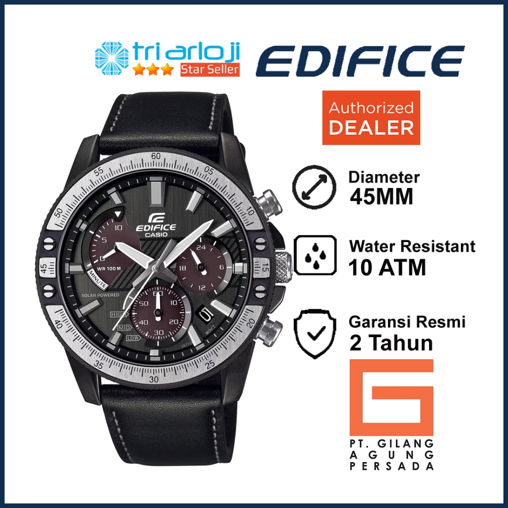 Casio EDIFICE EQS-930TL-1AVUDF Jam Tangan Pria Kulit Solar EQS-930TL-1A EQS-930TL EQS-930TL-1 EQS930