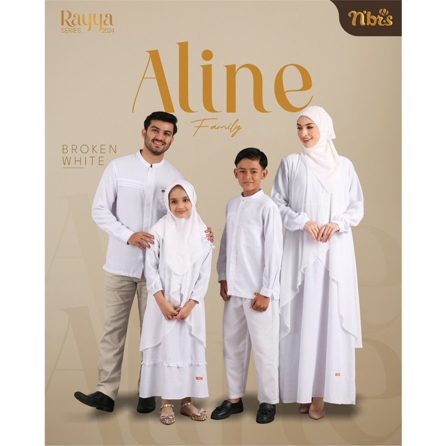 Gamis Sarimbit Nibras Terbaru ALINE BROKEN WHITE Gamis Couple Lebaran Termurah Gamis Nibras Promo