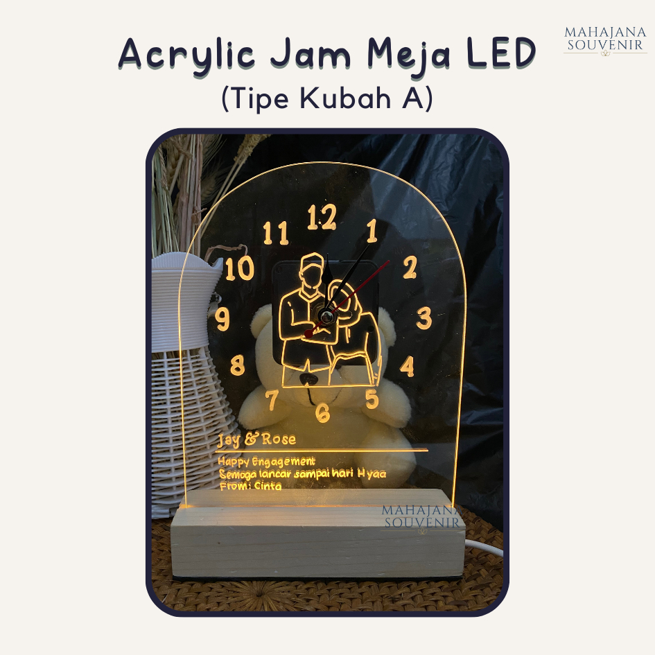 Jam Meja Akrilik LED Kado Wisuda Kado Ultah Cewek Hadiah Wisuda Hadiah Ulang Tahun Pernikahan Mahaja