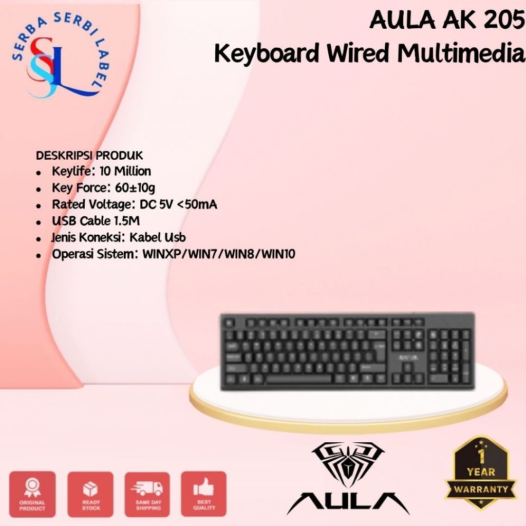 KEYBOARD AULA AK 205 Wired AULA AK205 Keyboard Membrane