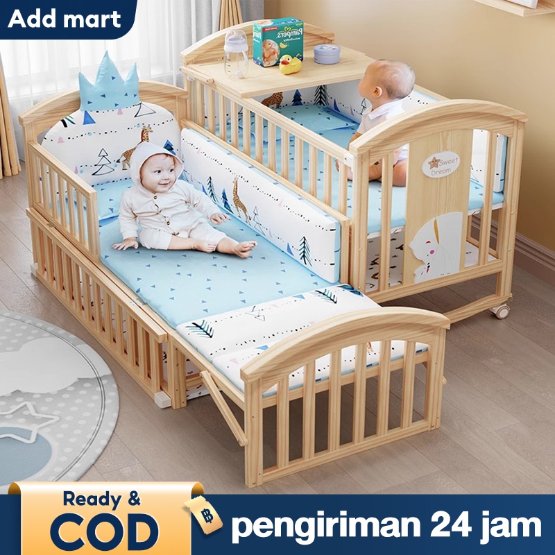 Ranjang Bayi Tempat Tidur Bayi Tempat Tidur Bayi Box Tempat Tidur Anak Ranjang Bayi Kayu 0-10 Tahun
