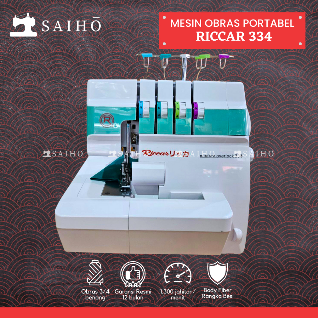 Mesin Obras Neci Multifungsi Portable RICCAR 334 Modern Overlock