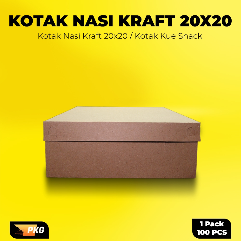 Kotak Nasi Kraft 20x20 Kotak Nasi  / Kotak Kue Snack