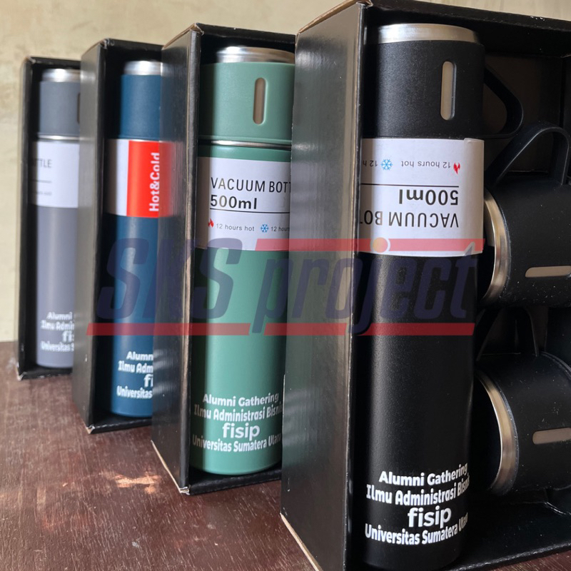 Tumbler Set Vacuum (Sultan) Custom | Termos Vacuum Flask Set Botol Minum Custom Stainless