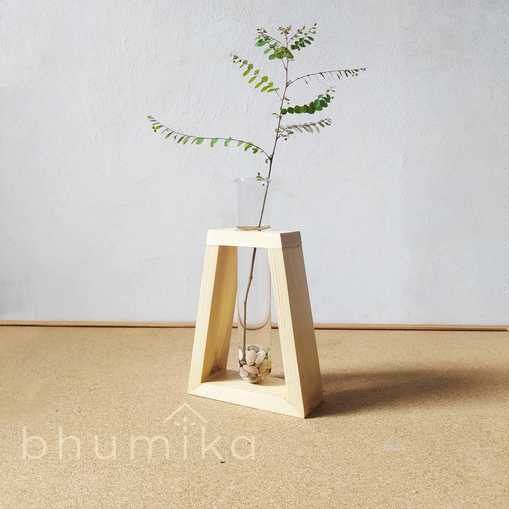 Pot Minimalis / Vas kaca tanaman air/ Vas kayu aesthetic planter hidroponik trapesium
