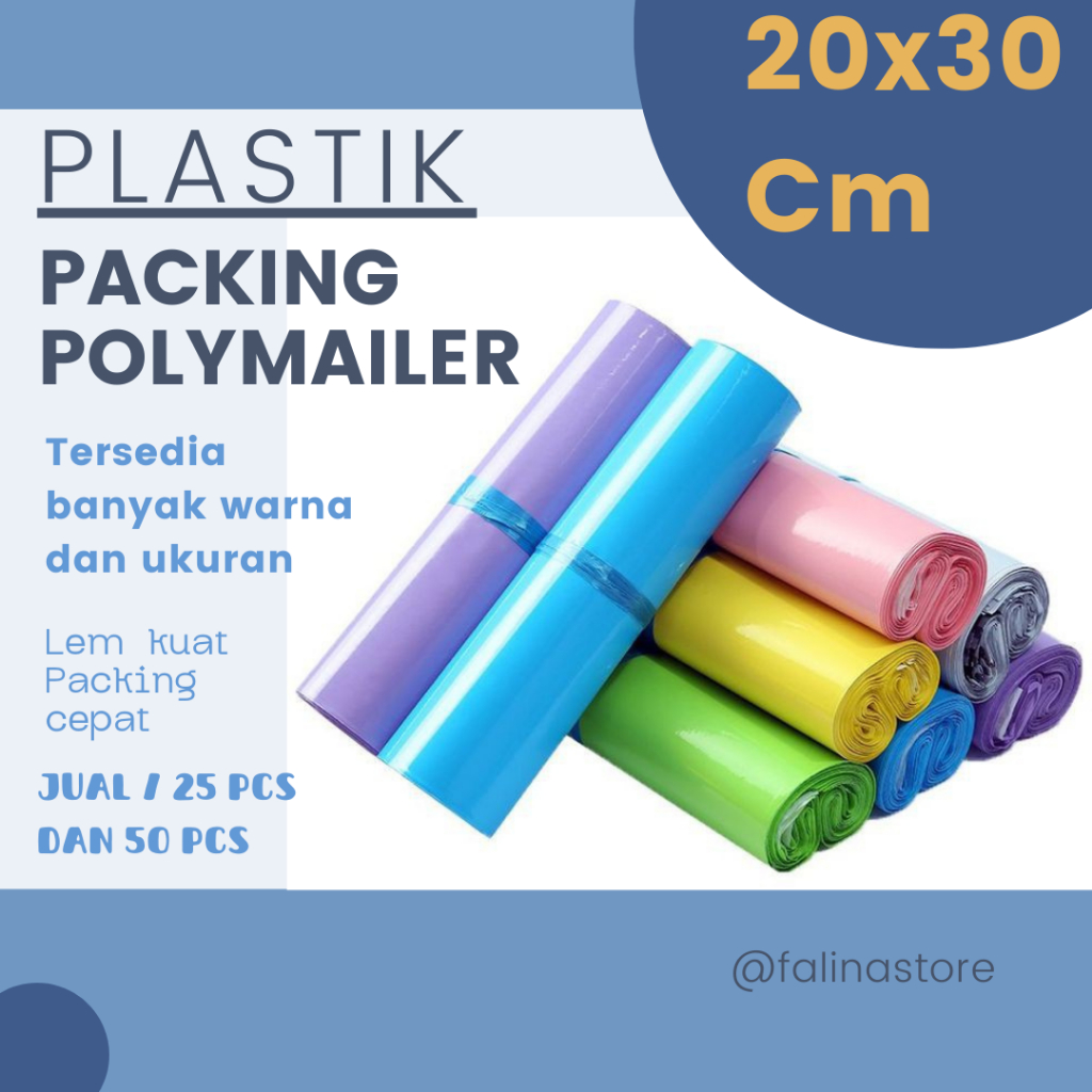 

20X30 (25 pcs) Plastik Polymailer Warna | Plastik Packing Online Shop | Plastik Packing Glossy Murah Perekat Kuat