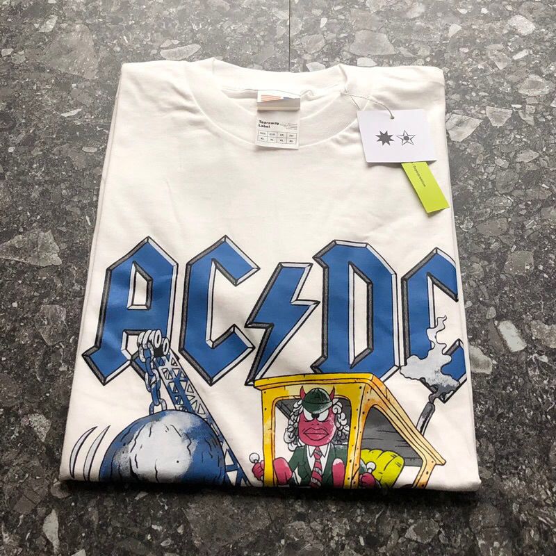 T-Shirt ACDC -Verkliner Putih 24s  Cotton Combed Baju Kaos Pria Wanita