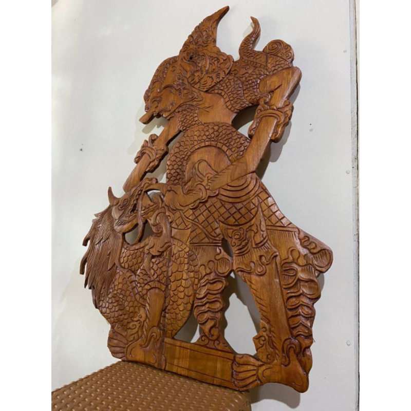 Wayang ukir Wonogiri wayang Brotoseno gubet ulo ukir kayu jati wayang bima suci ukiran pelitur