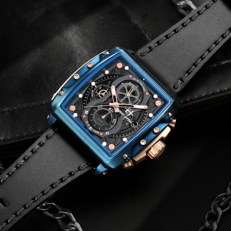 Jam tangan Original Chronograph Evans Jayden EJ 9550 Leather fullset