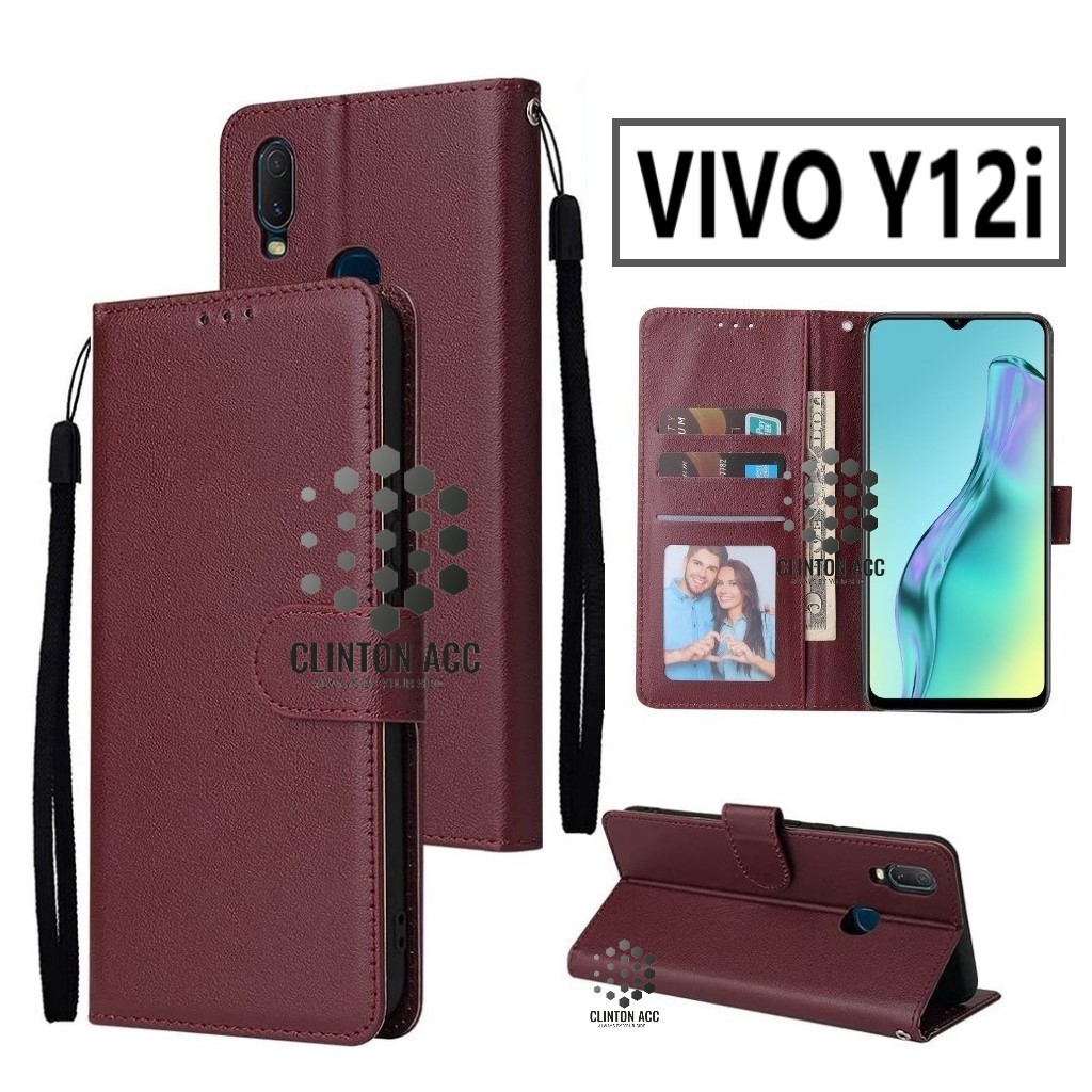 CASE HP VIVO Y12i FLIP WALLET LEATHER DOMPET KULIT SOFTCASE PREMIUM FLIP COVER SARUNG BUKA TUTUP FLI