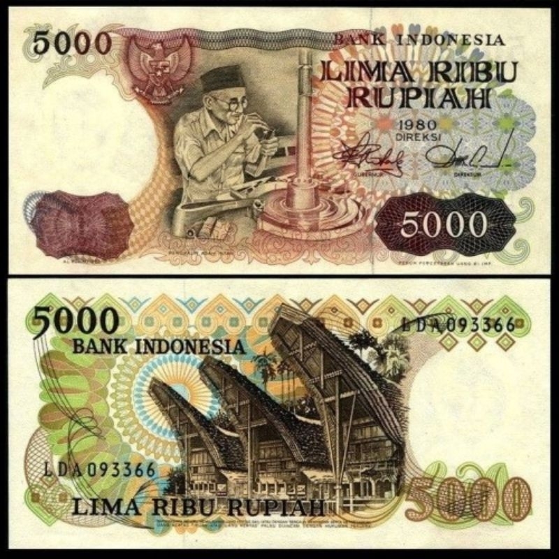 Uang Kuno 5000 Rupiah 1980 Asah Intan UNC