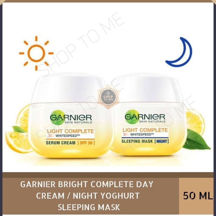 Baru Termurah  Garnier Bright Complete Day Cream  Night Yoghurt Sleeping Mask 5 ml Krim Malam  Siang Muka Mencerahkan