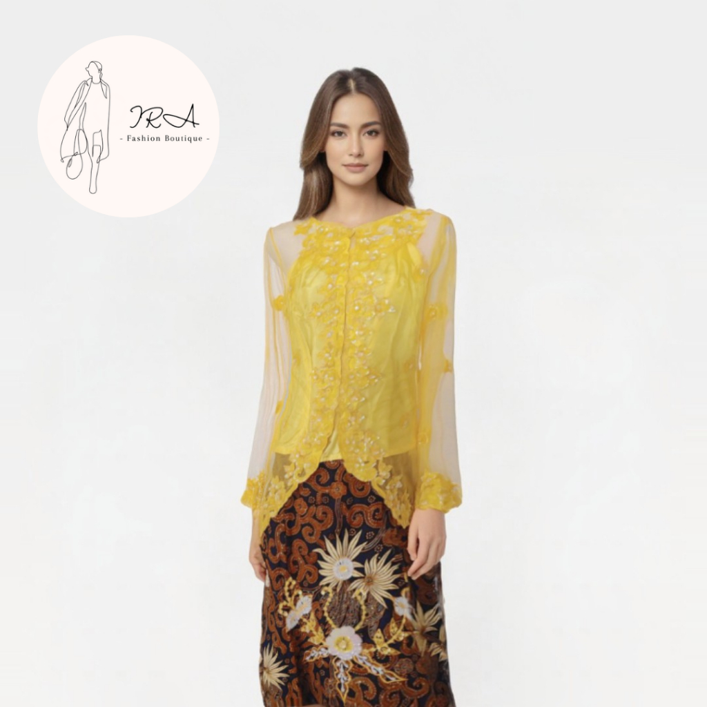One Set Kebaya Kuning - Kebaya Tradisional Anggun - Ira Boutique