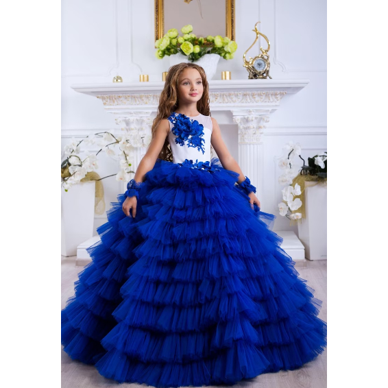 Beautiful Royal Blue Flower Girl Dress - Birthday Wedding Party Holiday Bridesmaid, Ball Gown Party 