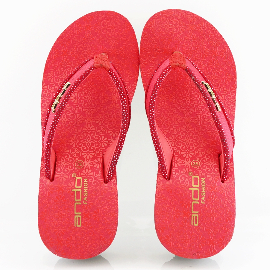 NEW Ando Savira Merah - Sandal Wedges Wanita Terbaru 2024 Ando Surabaya