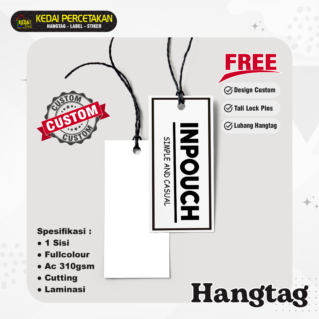 

hantag aksesoris handtag Souvenir hangtag Custom hentek thank you handstag merk price tag label baju lebel merek bonus tali (SCL) 1 Sisi